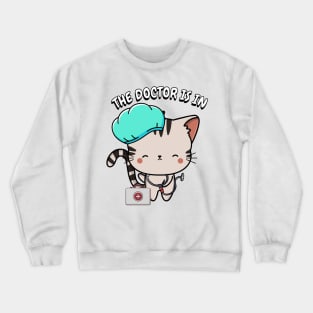 Cute tabby Cat is a doctor Crewneck Sweatshirt